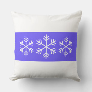 Chic Elegant Light Purple White Stripes Snowflakes Throw Pillow