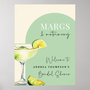 Chic Elegant Margs and Matrimony Bridal Shower Poster