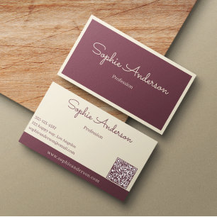 Chic Elegant Mauve & Cream with QR Code  Business Card