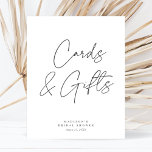Chic Elegant Minimal Bridal Shower Cards Gift Sign<br><div class="desc">This chic and minimalist bridal shower cards & gifts sign features a classic white background paired with simple yet elegant dark grey typography and calligraphy. Simply edit the template with your info and choose any options. All colours in this template are customizable, even the script. From modern to traditional, this...</div>