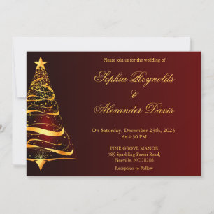 Chic Elegant Minimalistic Christmas tree wedding Invitation