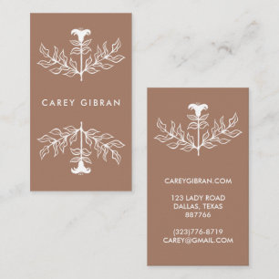Chic Elegant Mocha Brown Lily Line Drawing CUSTOM  Business Card