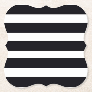 Chic Elegant Modern Black And White Stripes Paper Coaster