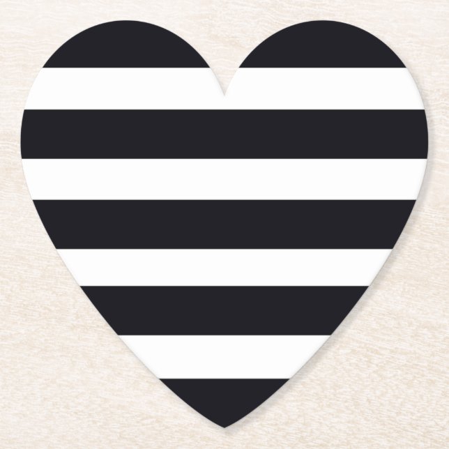 Chic Elegant Modern Black And White Stripes Paper Coaster (Front)