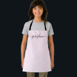 Chic Elegant Modern script Name Apron<br><div class="desc">She'll love a personalized apron as she bakes those goodies,  cooks delicious dishes or work with her plants. A perfect gift to encourage her talents. Black script for the name with long-tail embellishments. See other apron sizes.</div>