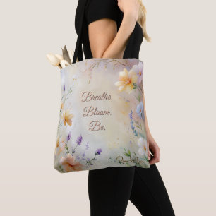 Chic & Elegant Pastel Floral – Customizable Quote Tote Bag