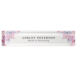 Chic Elegant Pink Floral Nameplate