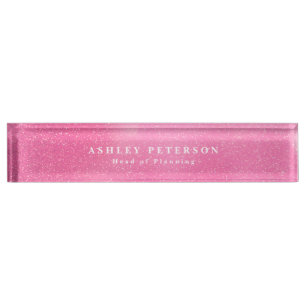 Chic Elegant Pink Glitter Background Nameplate