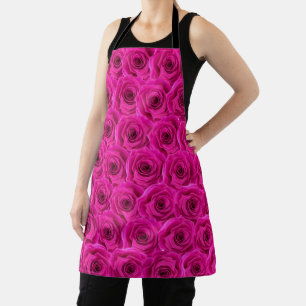 Chic Elegant Pink Roses Flowers Floral Apron
