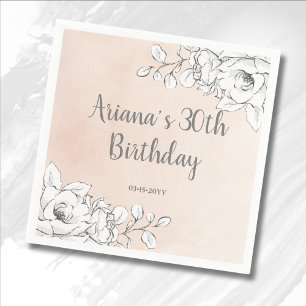 Chic Elegant Pink White Floral Napkin