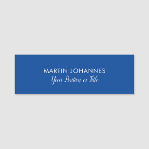 Chic Elegant Plain Stylish Blue Minimalist Name Tag