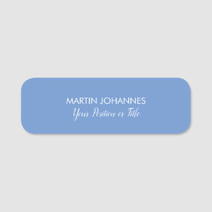Chic Elegant Plain Stylish Blue Minimalist Name Tag