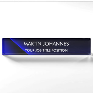 Chic Elegant Plain Stylish Blue Nameplate