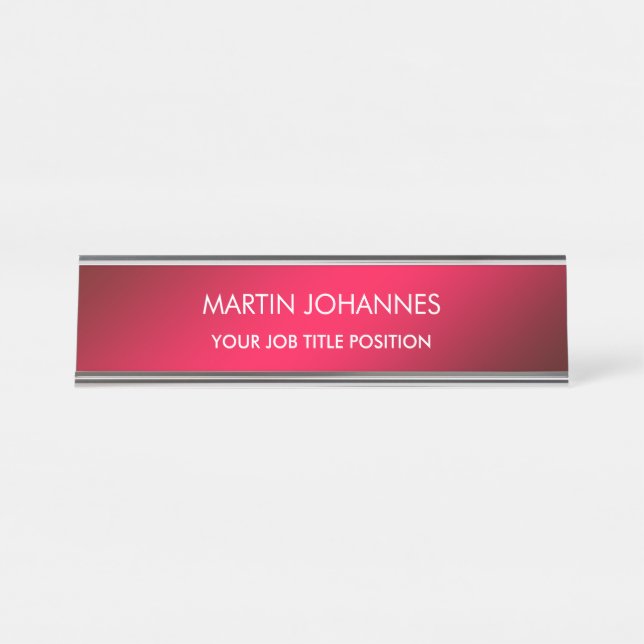 Chic Elegant Plain Stylish Desk Name Plate (Front)