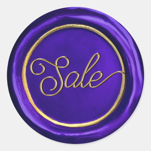  Chic Elegant Purple & Gold Sale Wax Seal Stickers (Front)