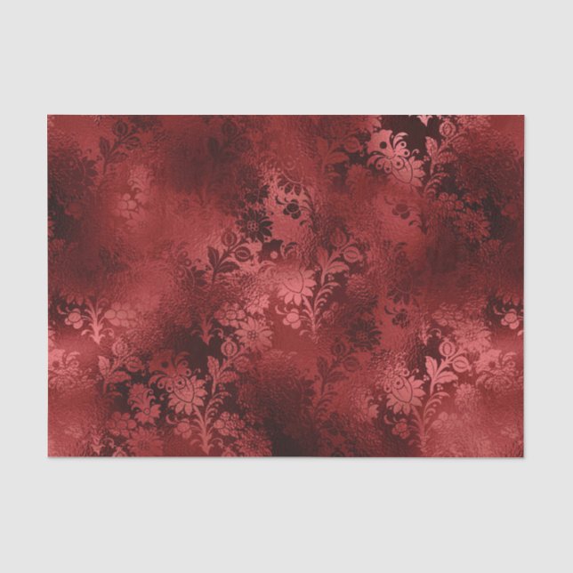 Chic Elegant Red Floral Wedding Tissue Paper (Front)