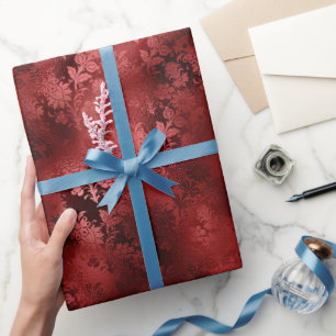 Chic Elegant Red Floral Wedding Wrapping Paper