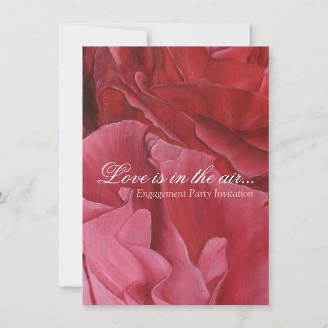 Chic elegant red roses engagement party invites (Front)
