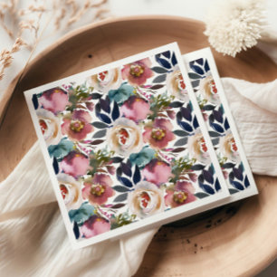 Chic Elegant Romantic Dark Rose Wedding Napkin