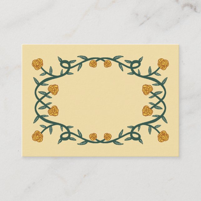 Chic Elegant Rose Frame Botanical Floral GreenGold Place Card (Front)