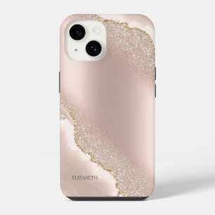 Chic Elegant Rose Gold Glitter Marble    iPhone 14 Case