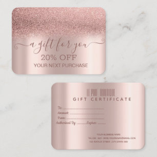 Chic Elegant Rose Gold Glitter Ombre Discount Card