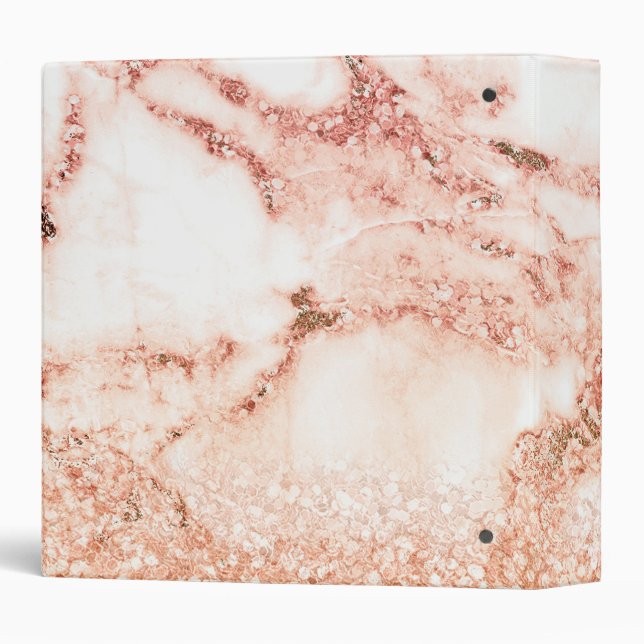 Chic Elegant Rose Gold Ombre Glitter Marble Binder (Back/Spine)