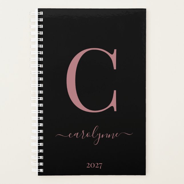 Chic Elegant Rose Or Monogramme Nom (Devant)