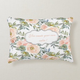 Chic Elegant Roses,Motivational Message Accent Pillow