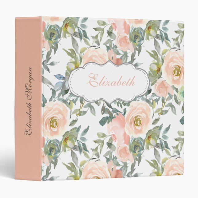 Chic Elegant Roses,Motivational Message Binder (Front/Spine)