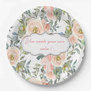 Chic Elegant Roses,Motivational Message Paper Plate