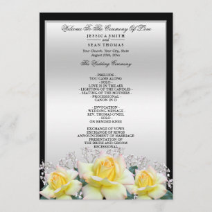 Chic Elegant Roses Silver Wedding Program