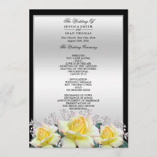 Chic Elegant Roses Silver Wedding Program