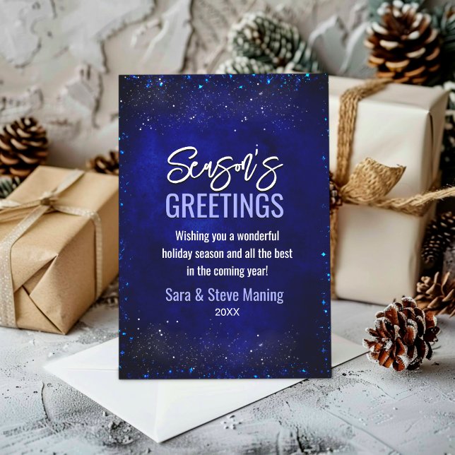 Chic elegant royal blue faux glitter Christmas  Holiday Card (Creator Uploaded)