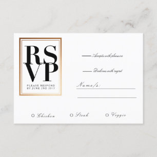 Chic & Elegant RSVP   Gold Foil Frame Accent Card