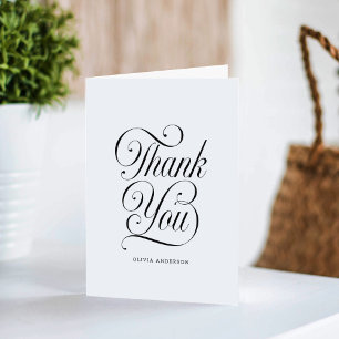Chic Elegant Script Black & White Baby Shower Thank You Card
