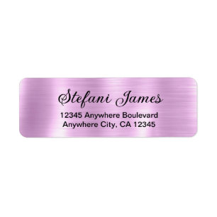 Chic Elegant Script Metallic Lilac Label