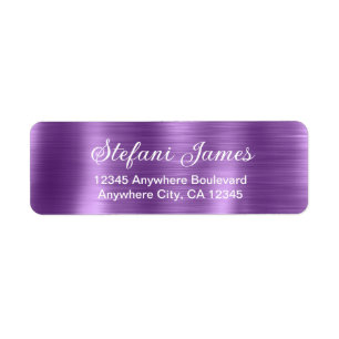 Chic Elegant Script Metallic Purple Label