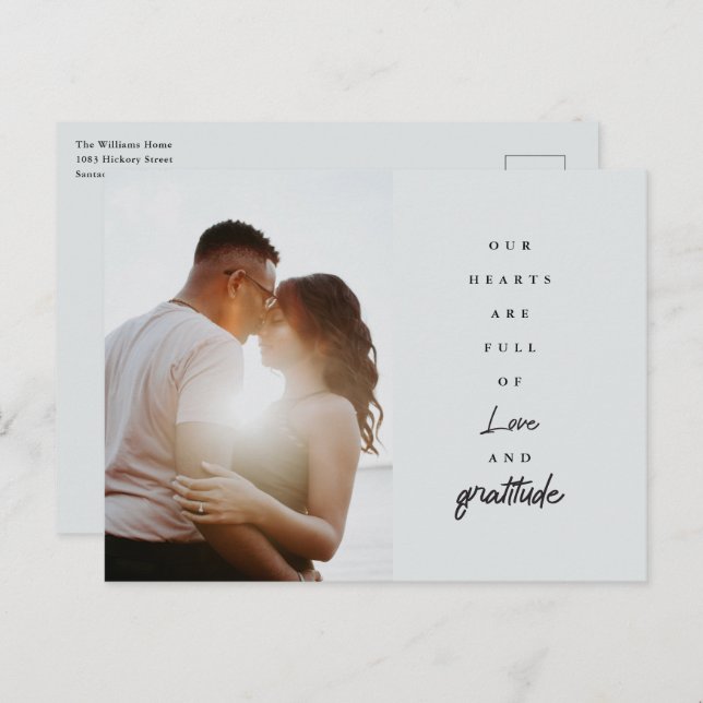 Chic Elegant Script Wedding Custom Photo Thank You Postcard (Front/Back)