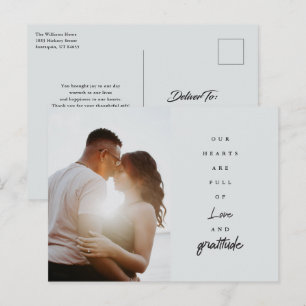 Chic Elegant Script Wedding Custom Photo Thank You Postcard