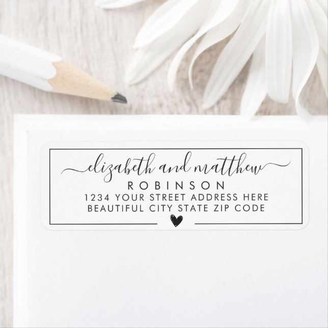 Chic Elegant Script Wedding Return Address Label (Insitu)