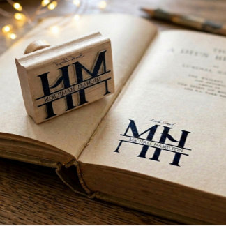 Chic Elegant Simple Modern Monogram Initials Name  Rubber Stamp
