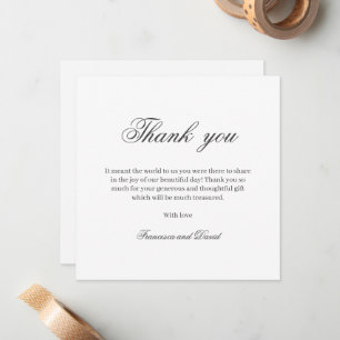 Chic elegant simple wedding thank you card 