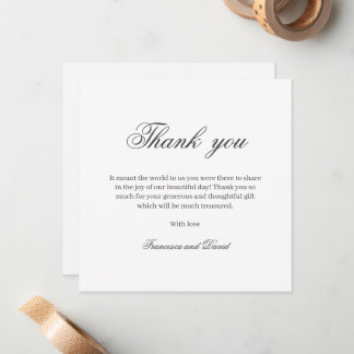 Chic elegant simple wedding thank you card 