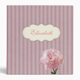 Chic Elegant  Stripes,Carnation ,Personalized Binder