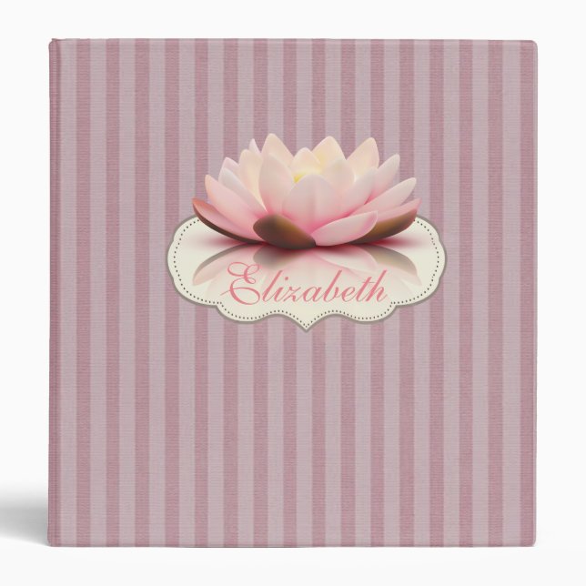 Chic Elegant  Stripes,Lotus Flower Binder (Front)