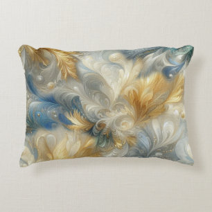 Chic Elegant Swirls in Gold, Silver, Blue, Yellow  Accent Pillow