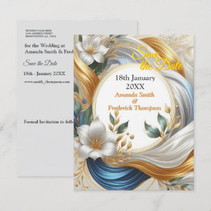 Chic Elegant Swirls in Gold, Silver, Blue, Yellow Announcement