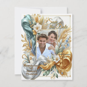 Chic Elegant Swirls in Gold, Silver, Blue, Yellow  Announcement