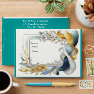 Chic Elegant Swirls in Gold, Silver, Blue, Yellow  Envelope
